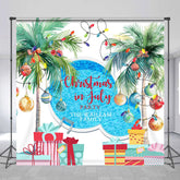 Lofaris Custom Name Swimming Pool Christmas In July Backdrop